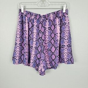 CAKE Viper Snake Print High Waist Shorts Purple Sz L